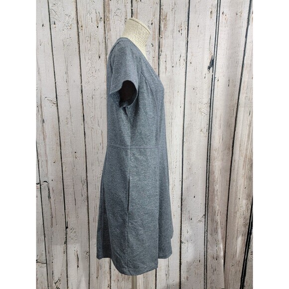 J.Jill Fit M Marled V-Neck Dress Short Sleeve Shift Knit Active Pockets EUC - Picture 5 of 11